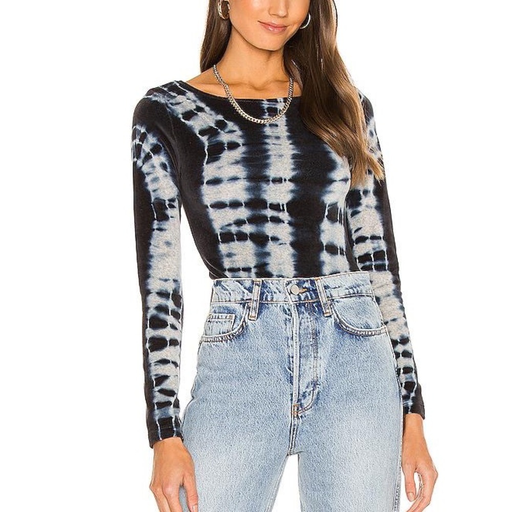 All Saints Raffi Velvet Teddy Bodysuit in Ink Blue & Grey Marl 8 NWT